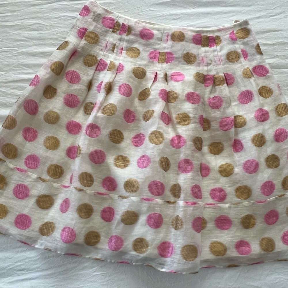 Tocca Pink and Tan Polka Dot Skater Skirt